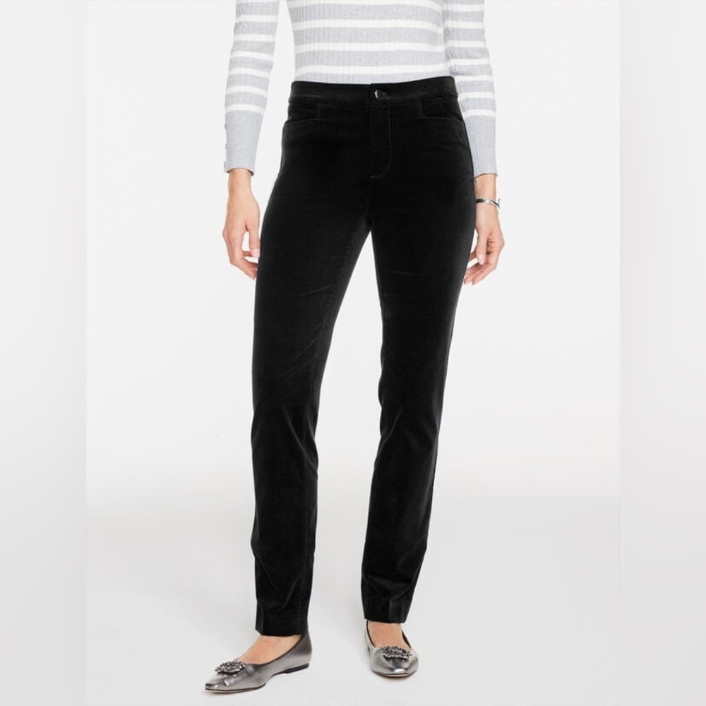 Talbots Classic High Waist Straight Leg Black Velvet Trousers Jeans